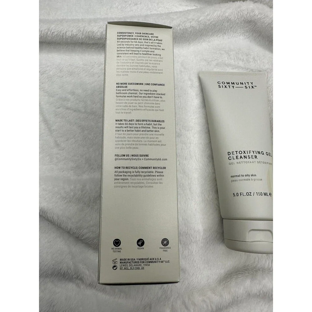 Community Sixty-Six Detoxifying Gel Cleanser 5oz Face Wash Glycolic Niacinamide